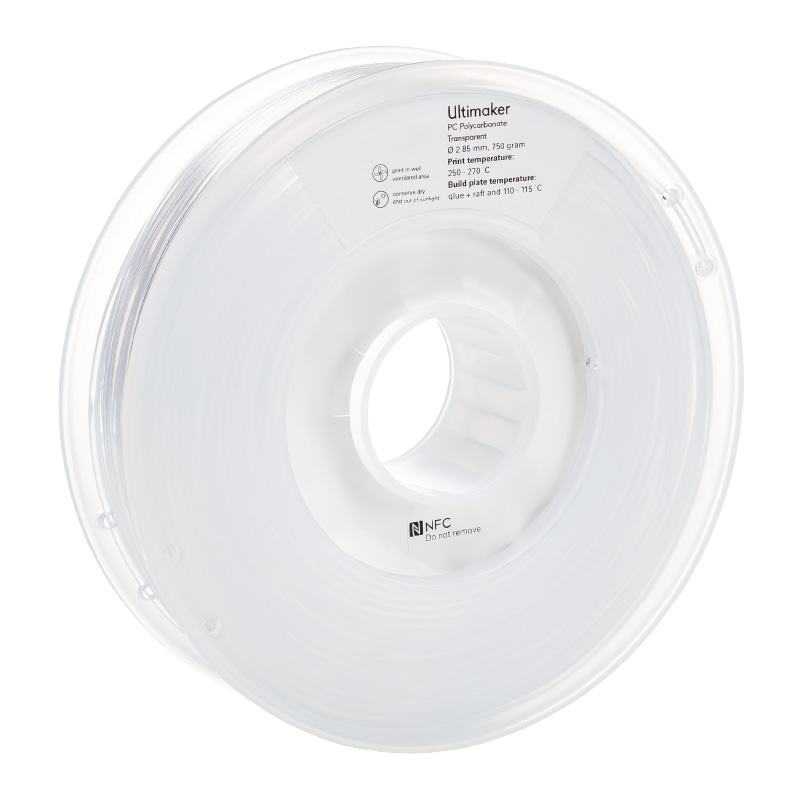 ultimaker pc transparenr 2,85mm 750g fff 3d printer filament
